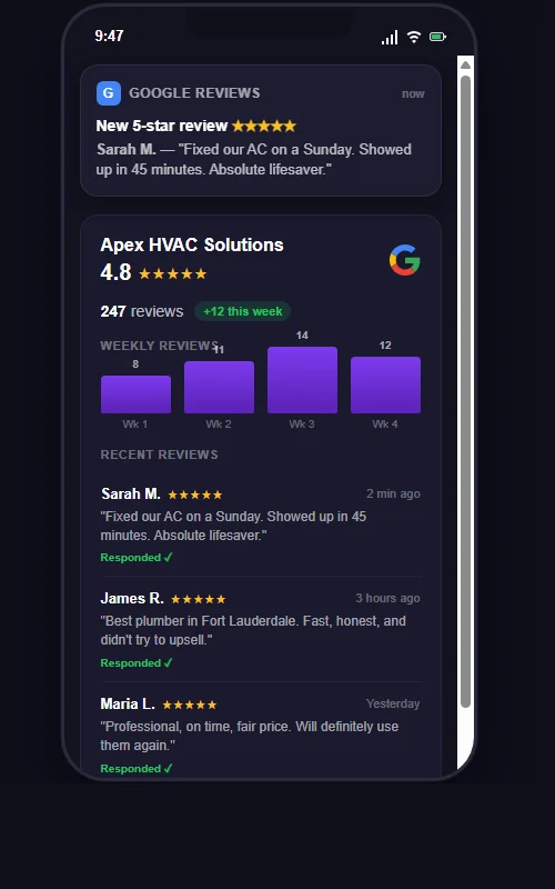 New 5-star Google review notification